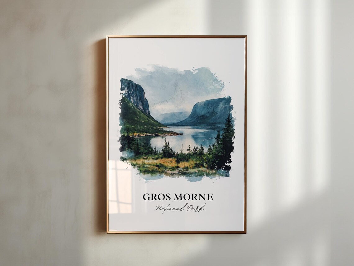 Gros Morne National Park Newfoundland Fjord Watercolor Poster - Image 3