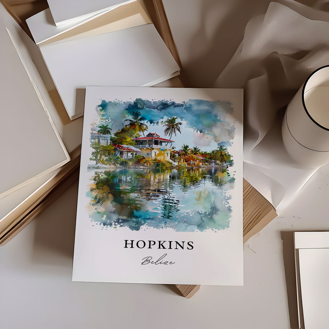Hopkins Belize Wall Art Print Watercolor Gift Travel Poster Housewarming - Image 6