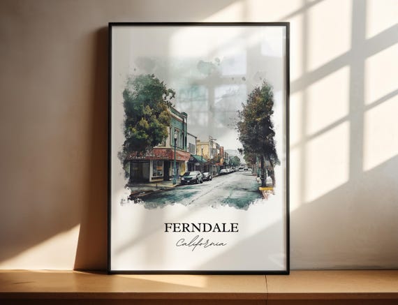 Ferndale Wall Art Humboldt County Ca Print Holland Watercolor Gift Travel Poster Housewarming