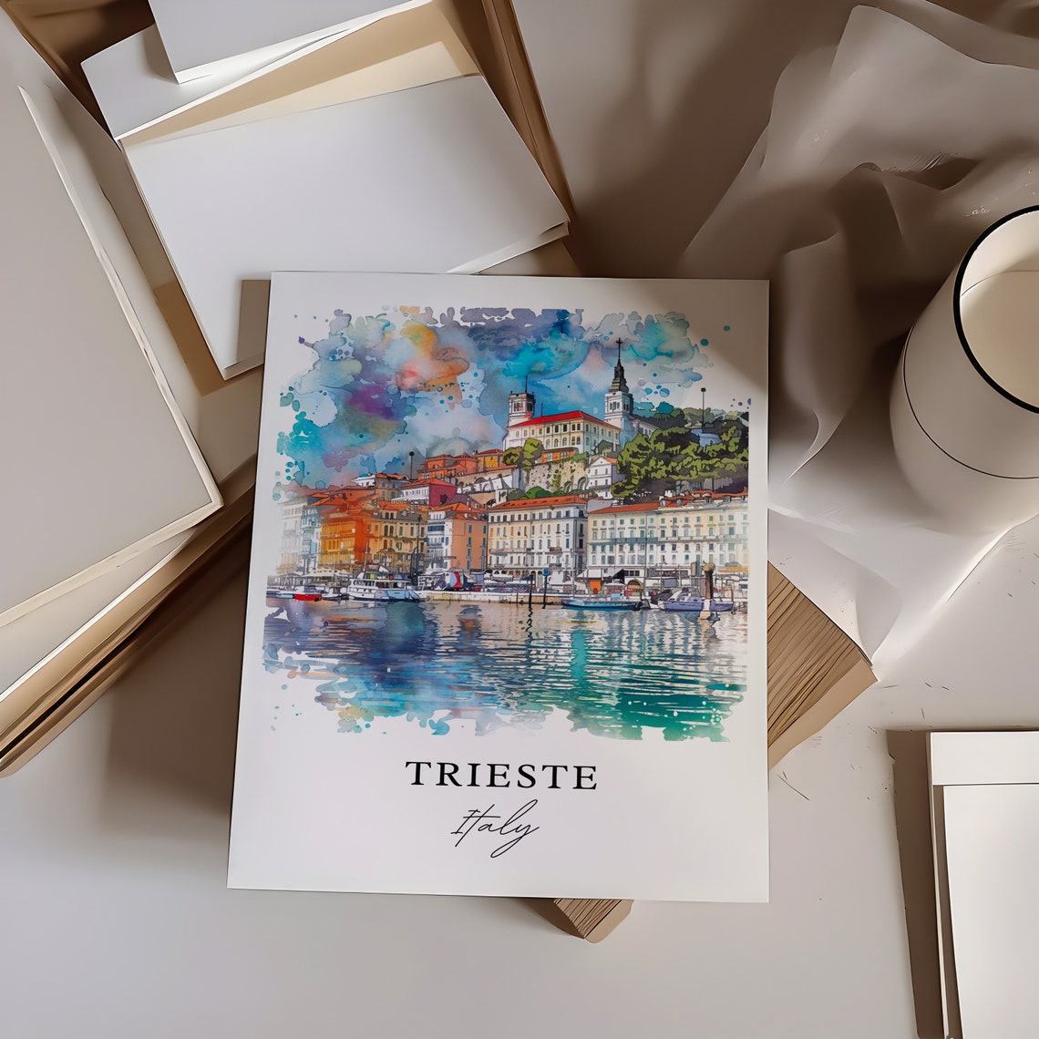 Trieste Italy Watercolor Travel Poster, Italy Print - Image 6