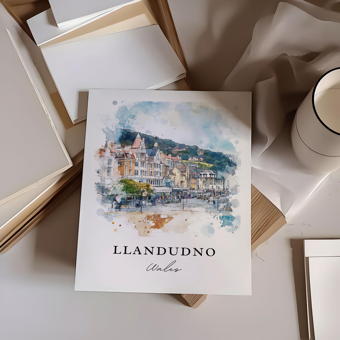 Llandudno Wales Victorian Seaside Promenade Watercolor Travel Poster - Image 6