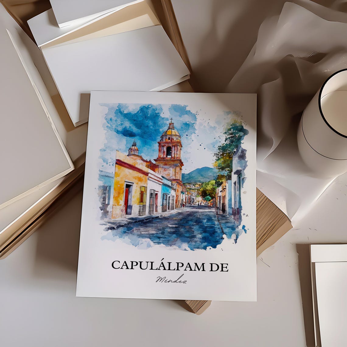 Capullpam De Mendez Wall Art Oaxaca Print Mexico Watercolor Gift Travel Poster Housewarming - Image 2