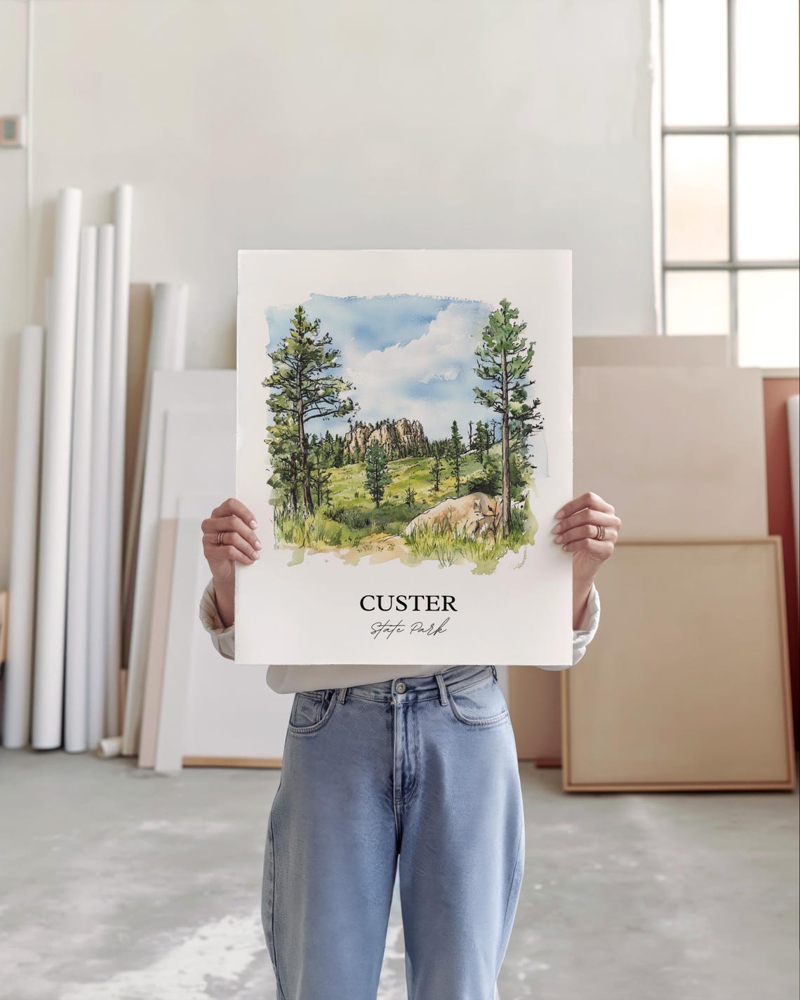 Custer State Park South Dakota Scenic Pine Forest Trail Art Poster - Image 5