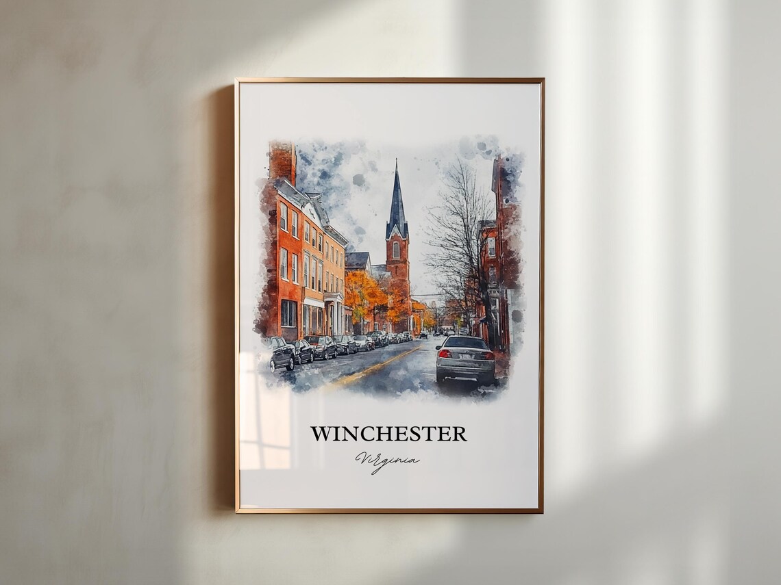 Winchester Virginia Historic Downtown Street Scene Watercolor Poster - Image 4