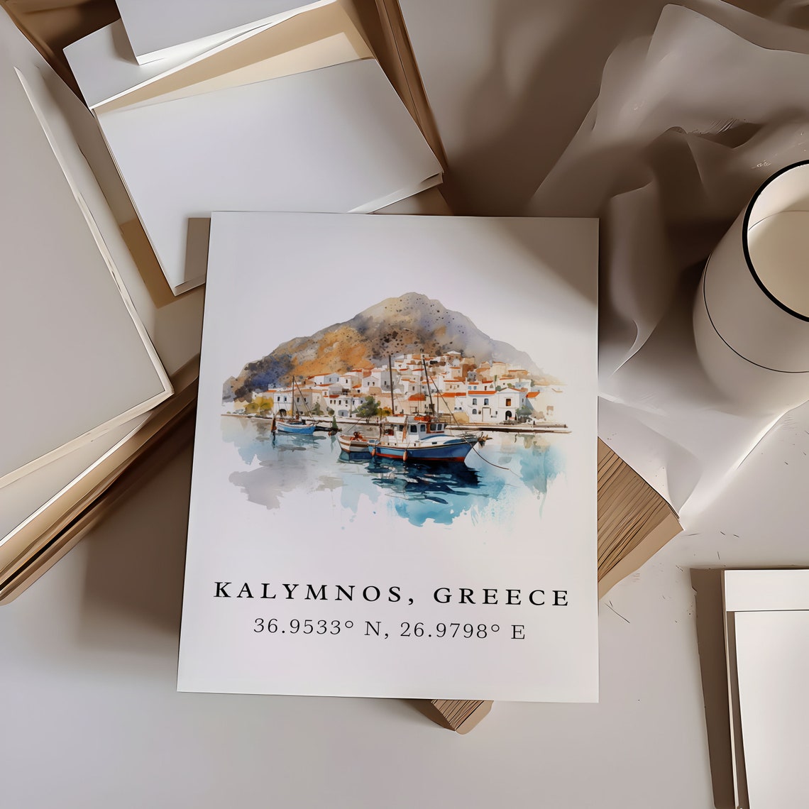 Kalymnos Greece Travel Poster, Custom Text - Image 6