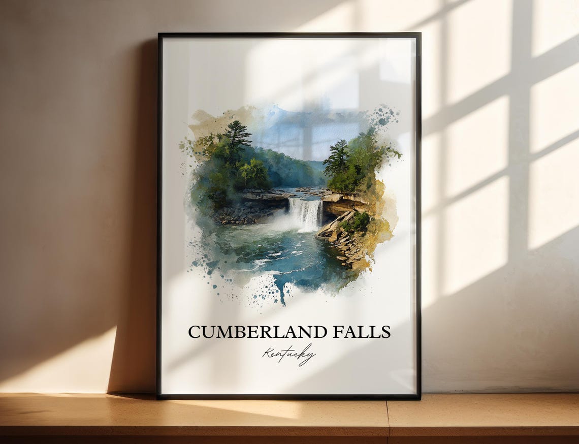 Cumberland Falls Kentucky Wide Cascade Waterfall Travel Poster