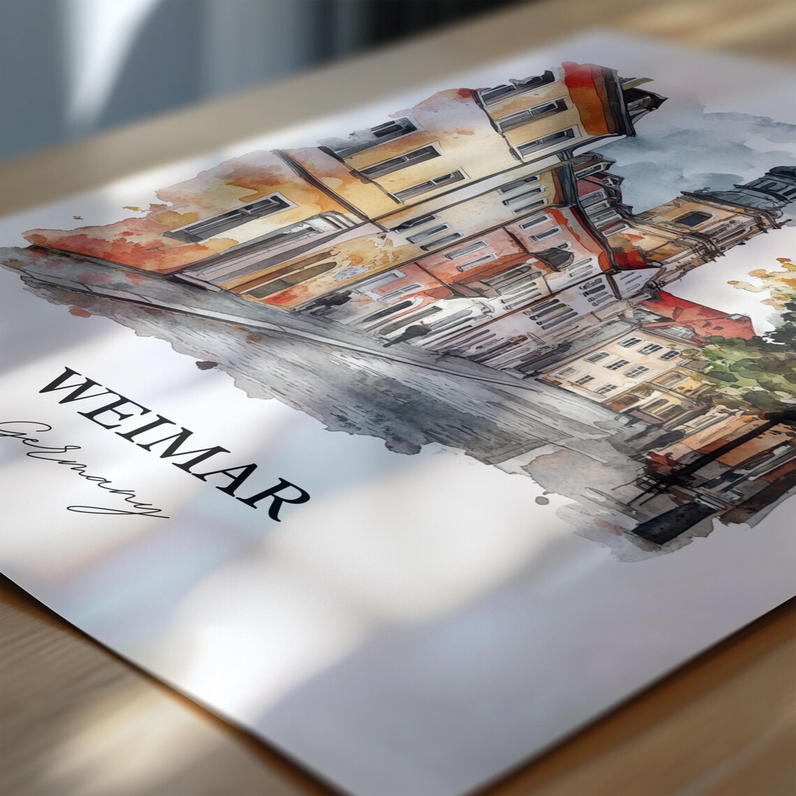 Weimar Germany Watercolor Autumn Old Town Street Travel Poster - Image 6