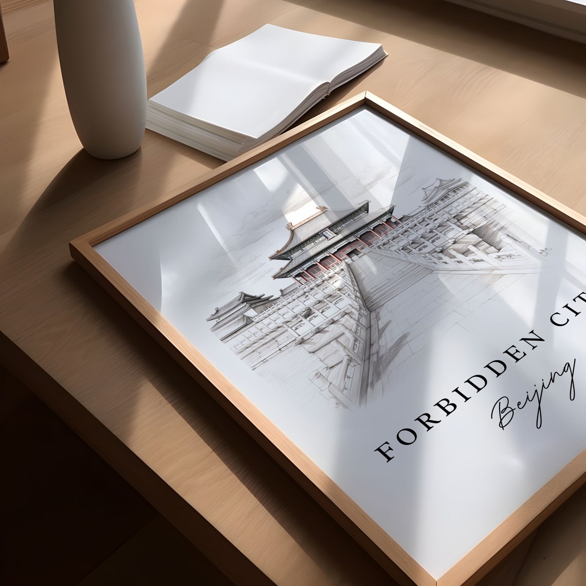 Forbidden City Beijing Pencil Sketch Imperial Palace Hall Poster - Image 5