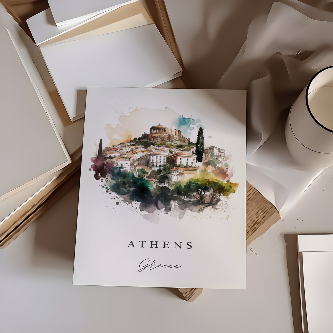 Athens Greece Travel Poster, Custom Text Personalized - Image 6
