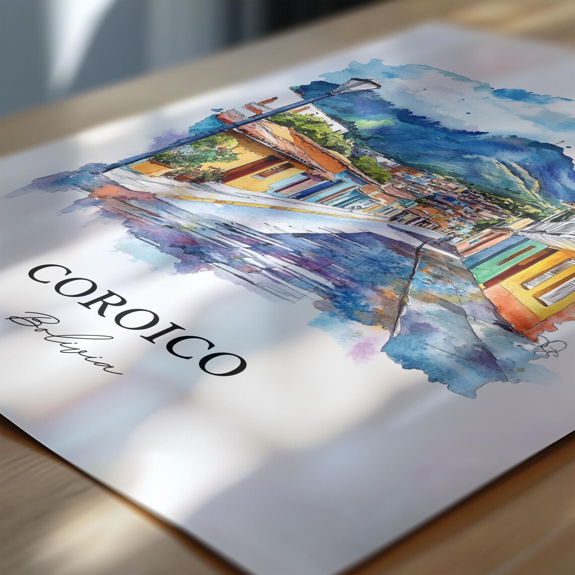 Coroico Bolivia Charming Street Mountain Town Watercolor Poster - Image 6