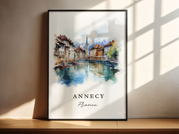 Annecy France Travel Poster, Thiou River Artwork