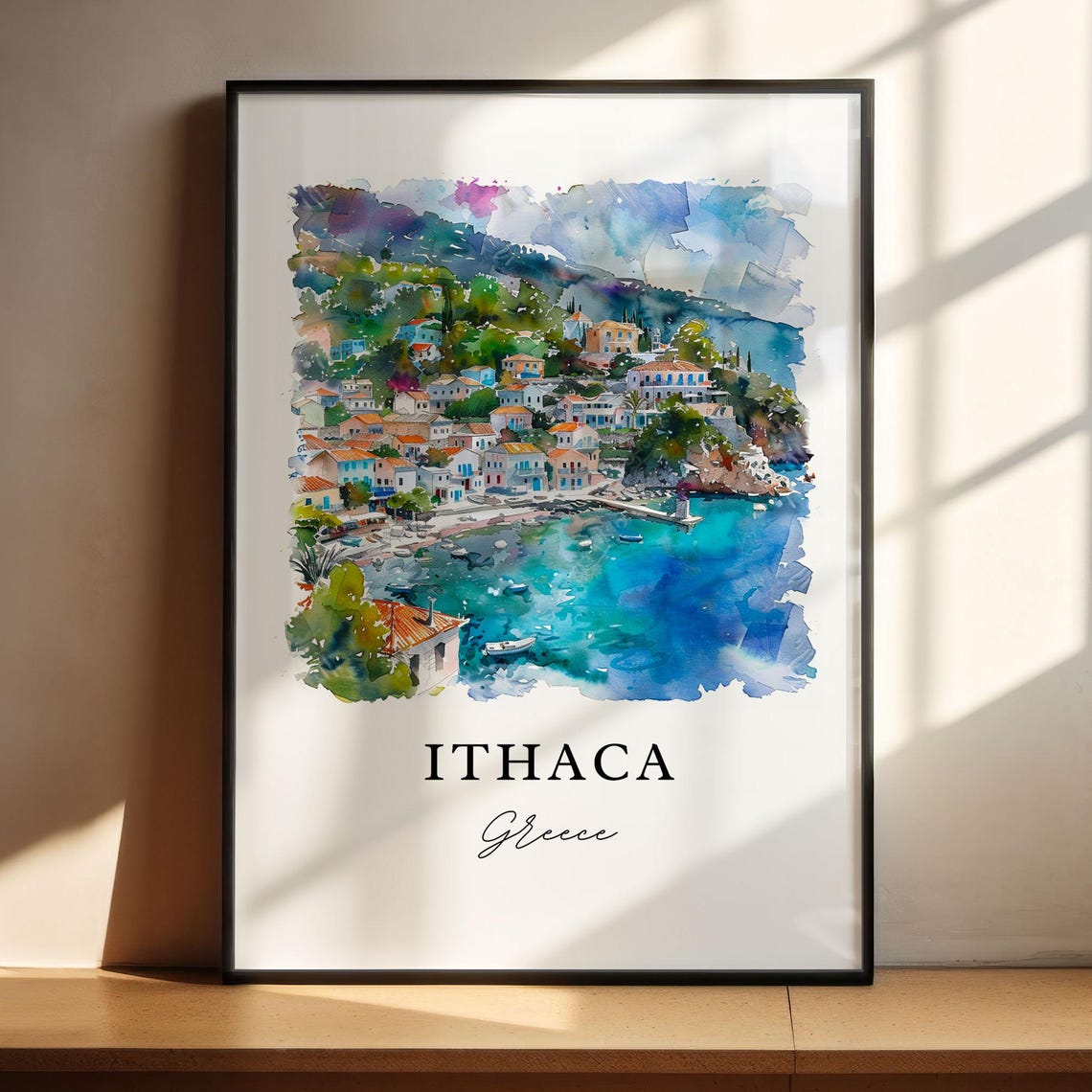 Ithaca Greece Watercolor Travel Poster, Kefalonia - Image 4