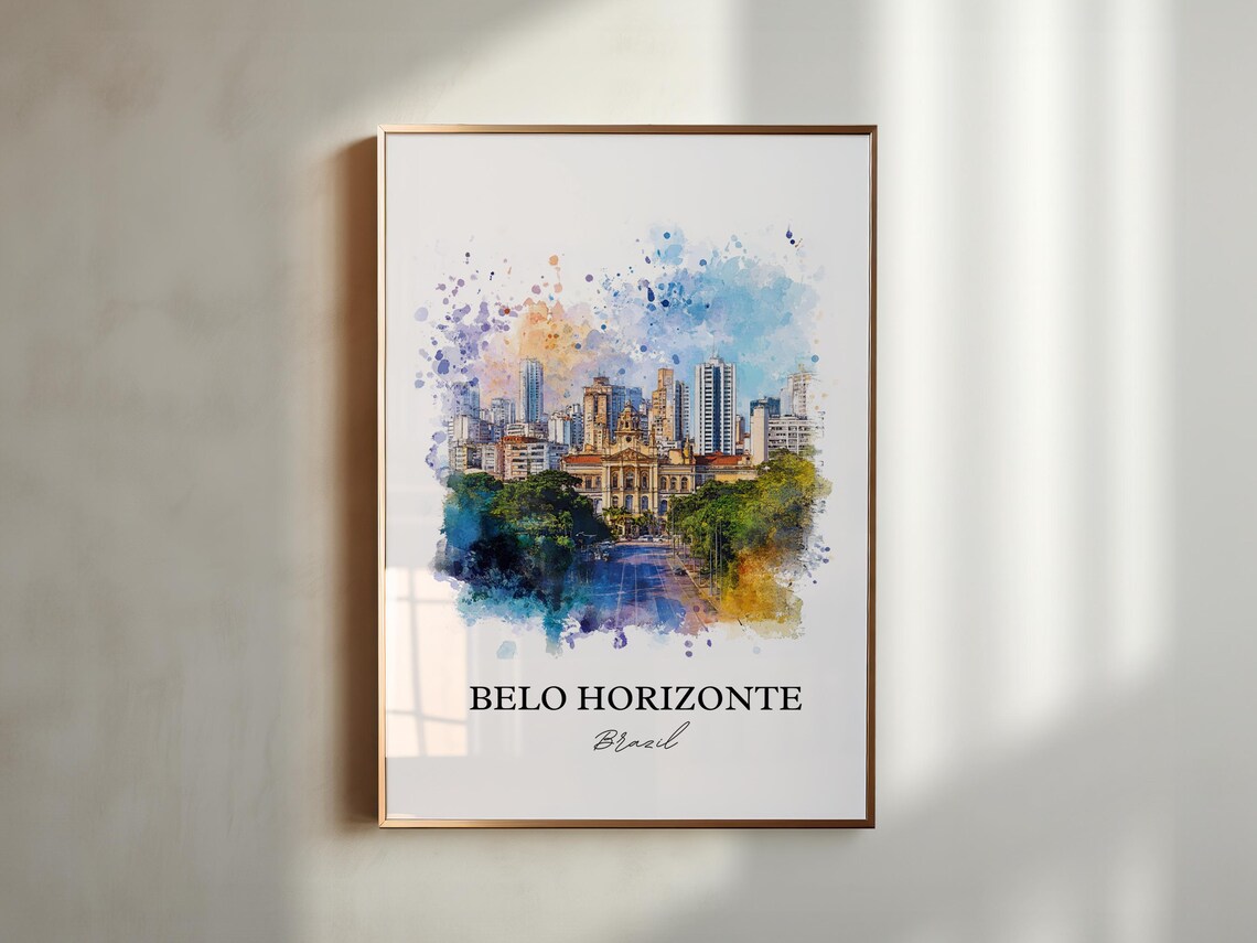 Belo Horizonte Brazil City Skyline Watercolor Urban View Poster - Image 4