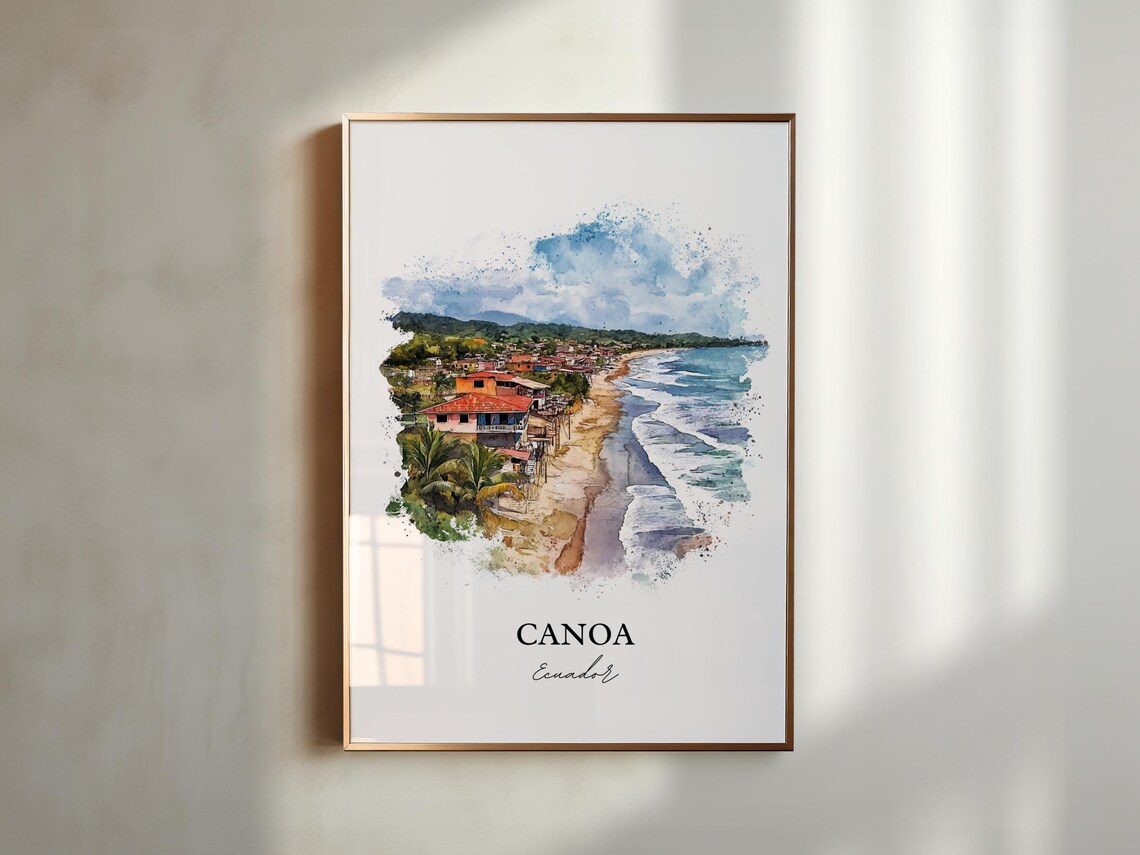 Canoa Ecuador Relaxed Beach Village Surf Coast Watercolor Poster - Image 5