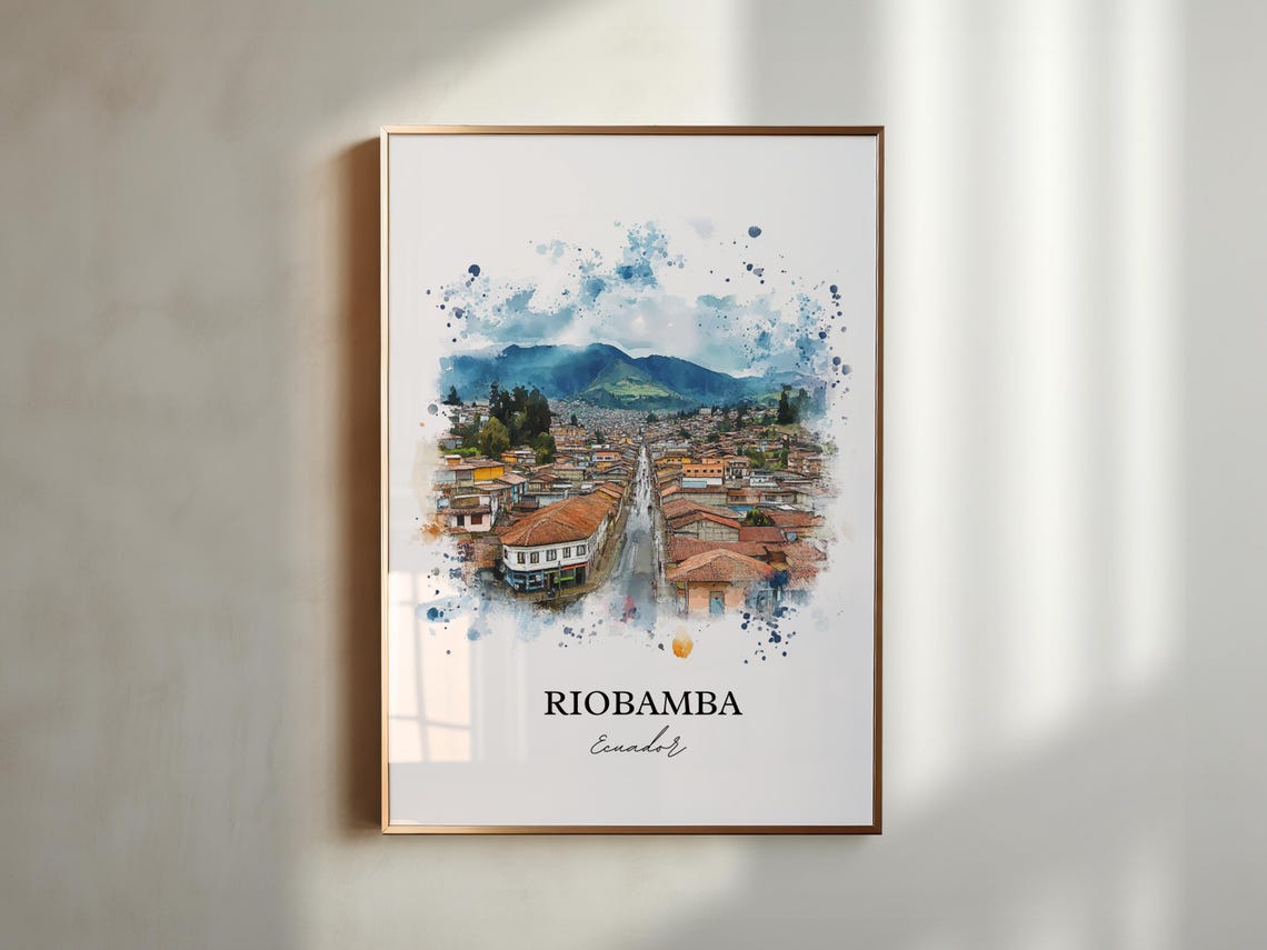 Riobamba Ecuador Wall Art Chimborazo Print Watercolor Gift Travel Poster Housewarming - Image 5