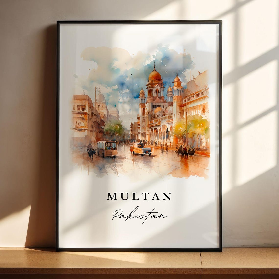 Multan Pakistan Watercolor Old City Street Shrine Travel Poster - Image 5