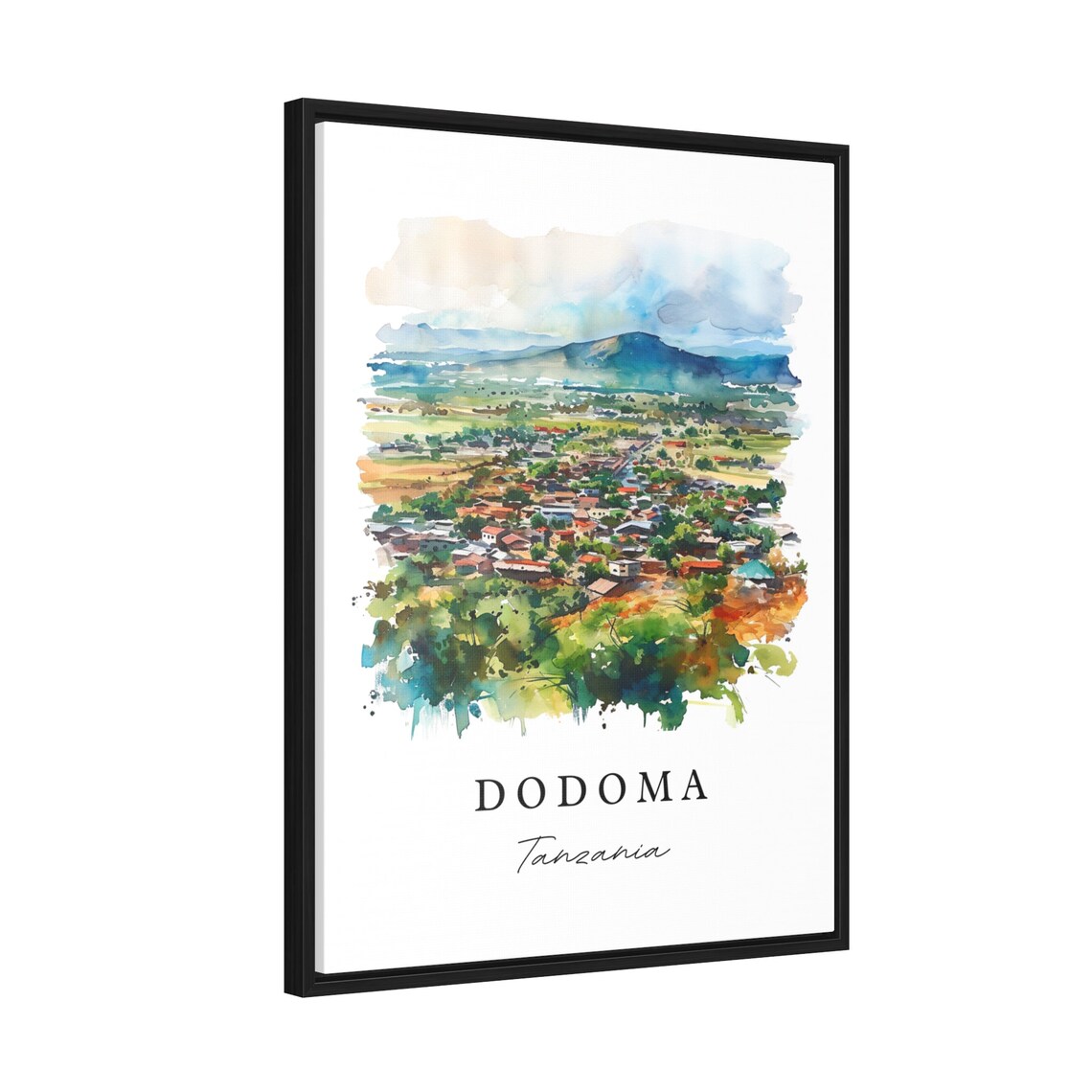 Dodoma Tanzania Watercolor Aerial City View African Travel Poster - Image 2
