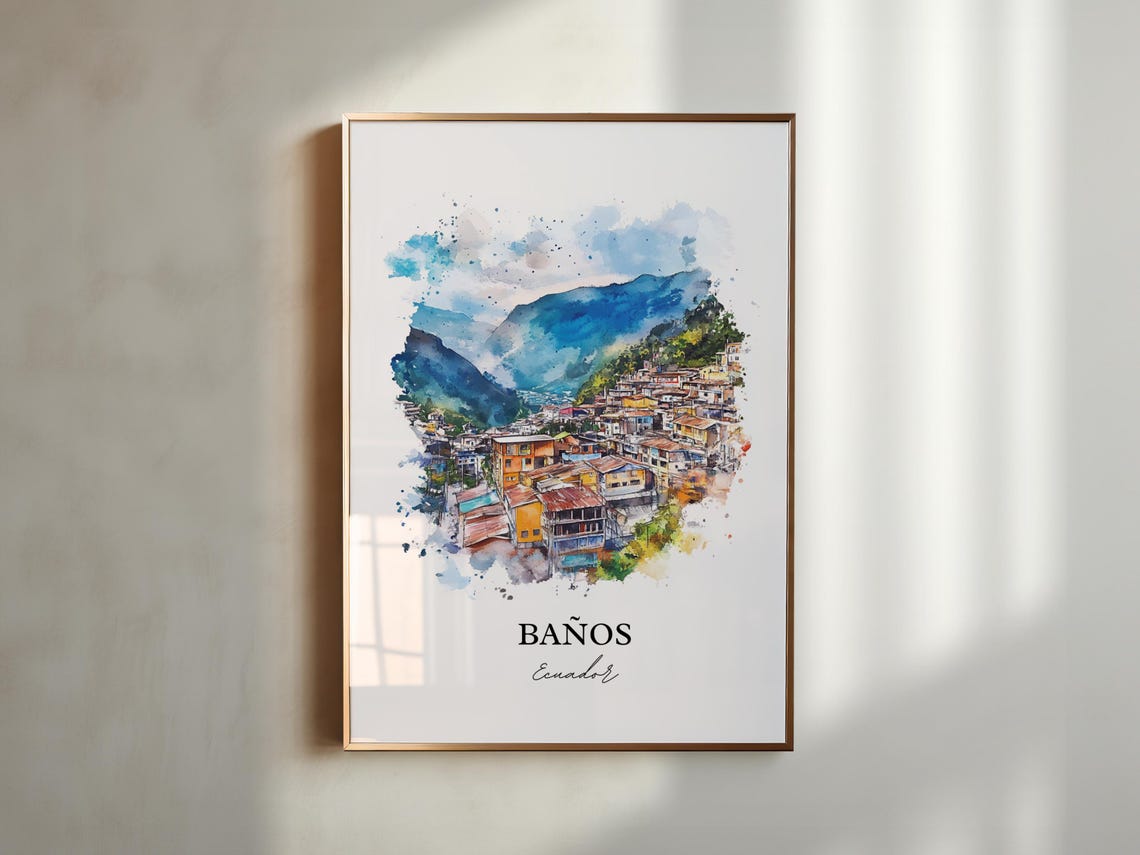 Baos Wall Art Ecuador Print Watercolor Gift Travel Poster Housewarming - Image 3
