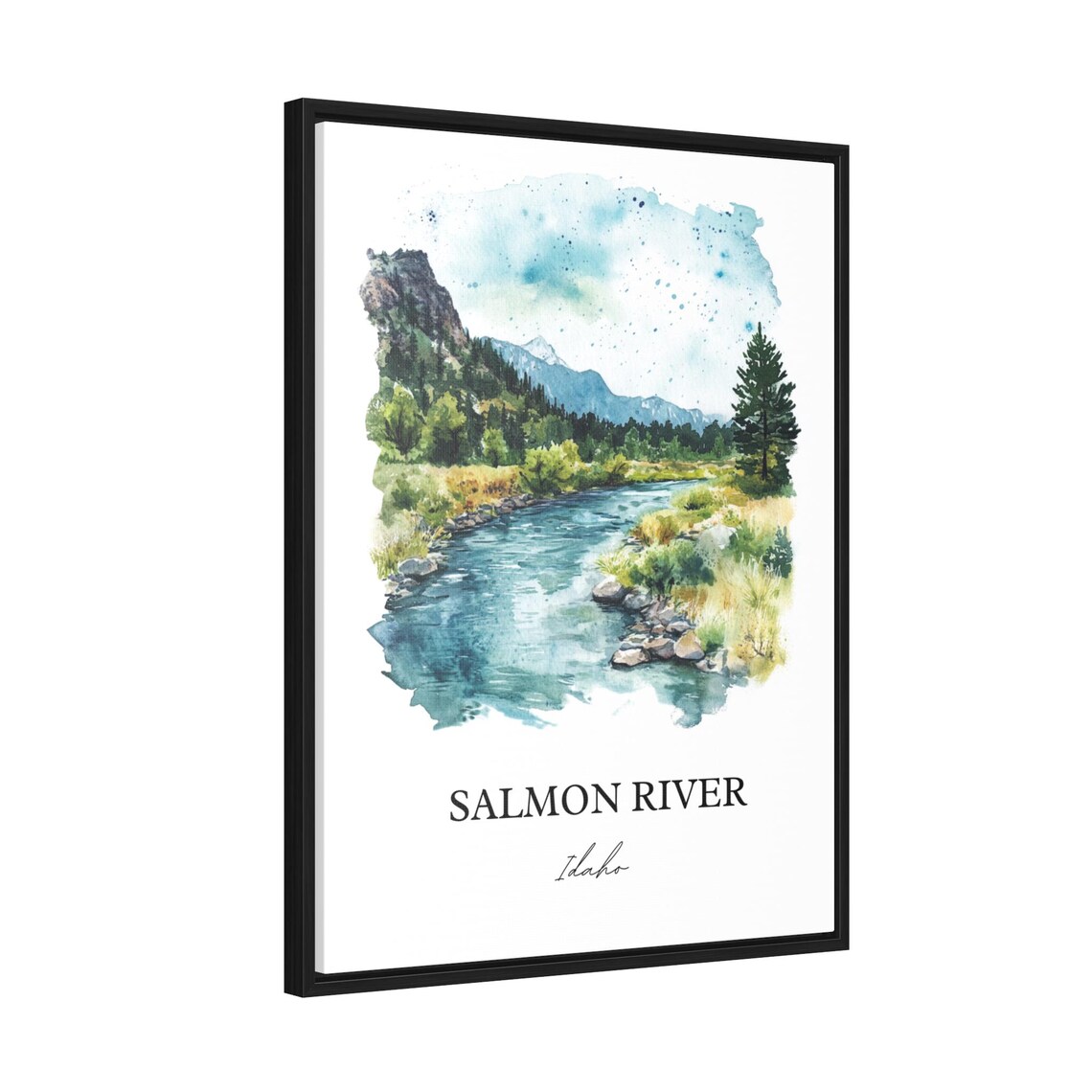 Salmon River Idaho Mountain River Pine Forest Watercolor Travel Poster - Image 4