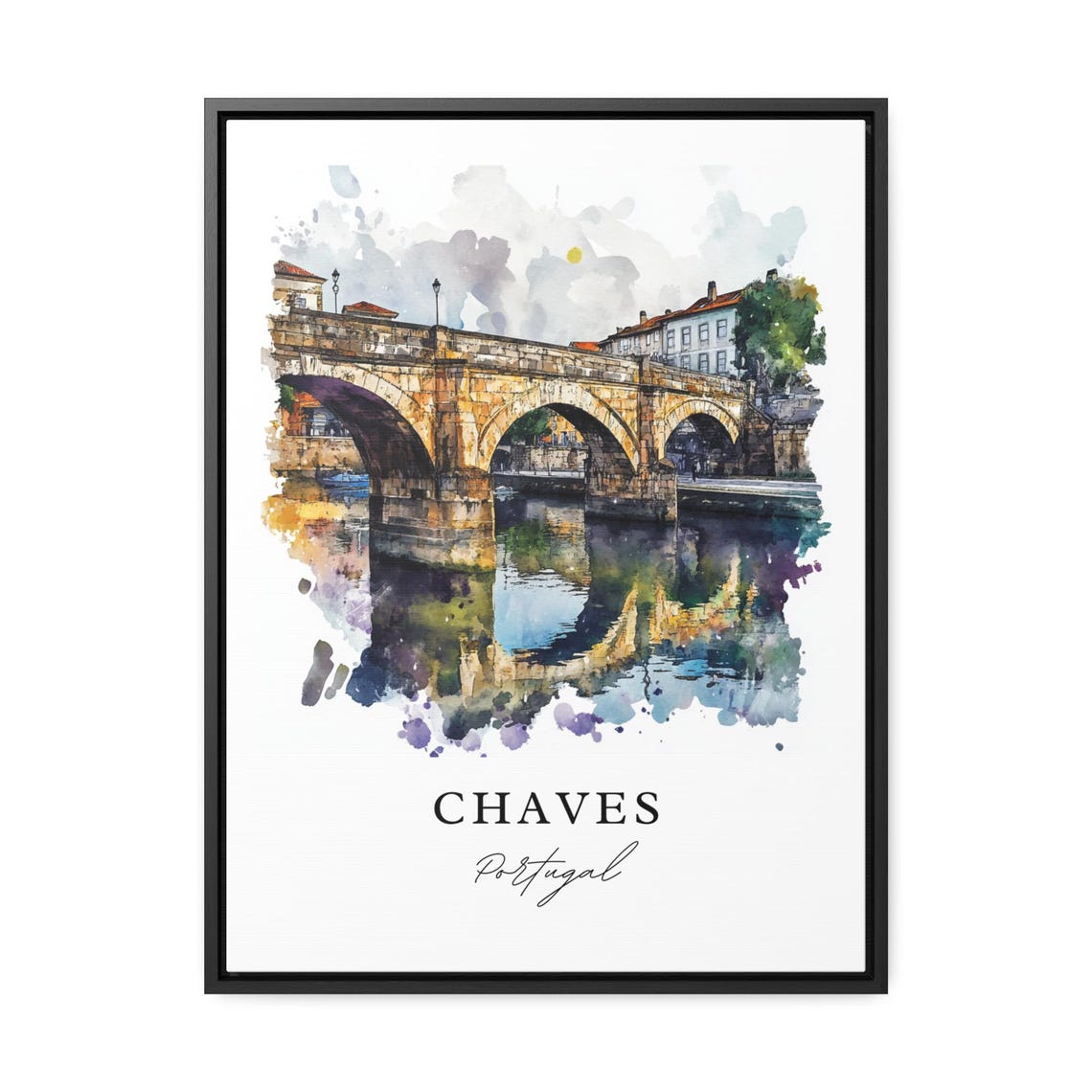 Chaves Portugal Watercolor Travel Poster, Vila Real - Image 3