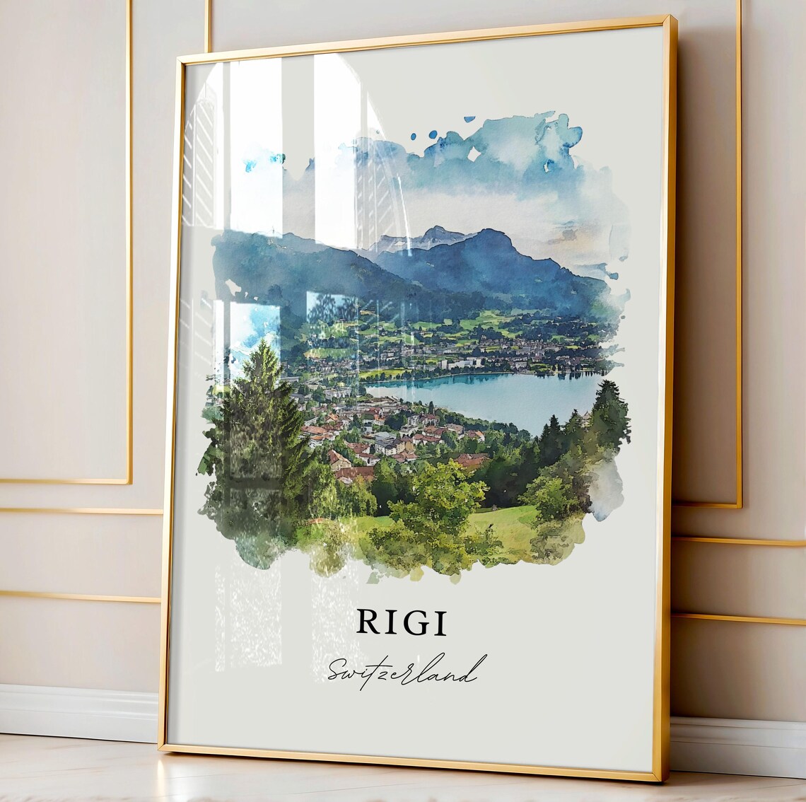 Rigi Switzerland Lake Lucerne Mountain Watercolor Alpine Travel Poster - Image 3