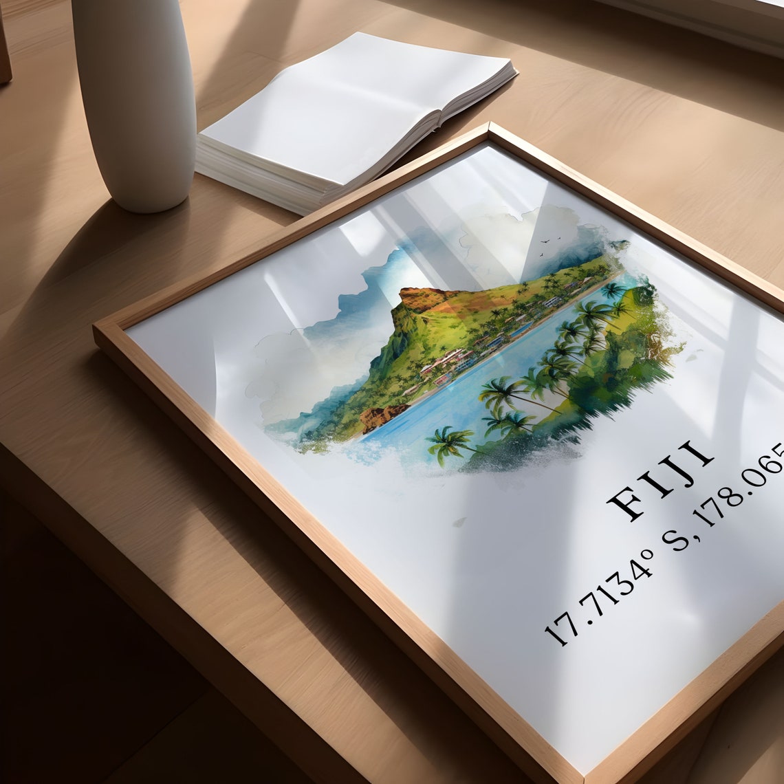 Fiji Coordinates Poster Print With Custom Text - Image 5