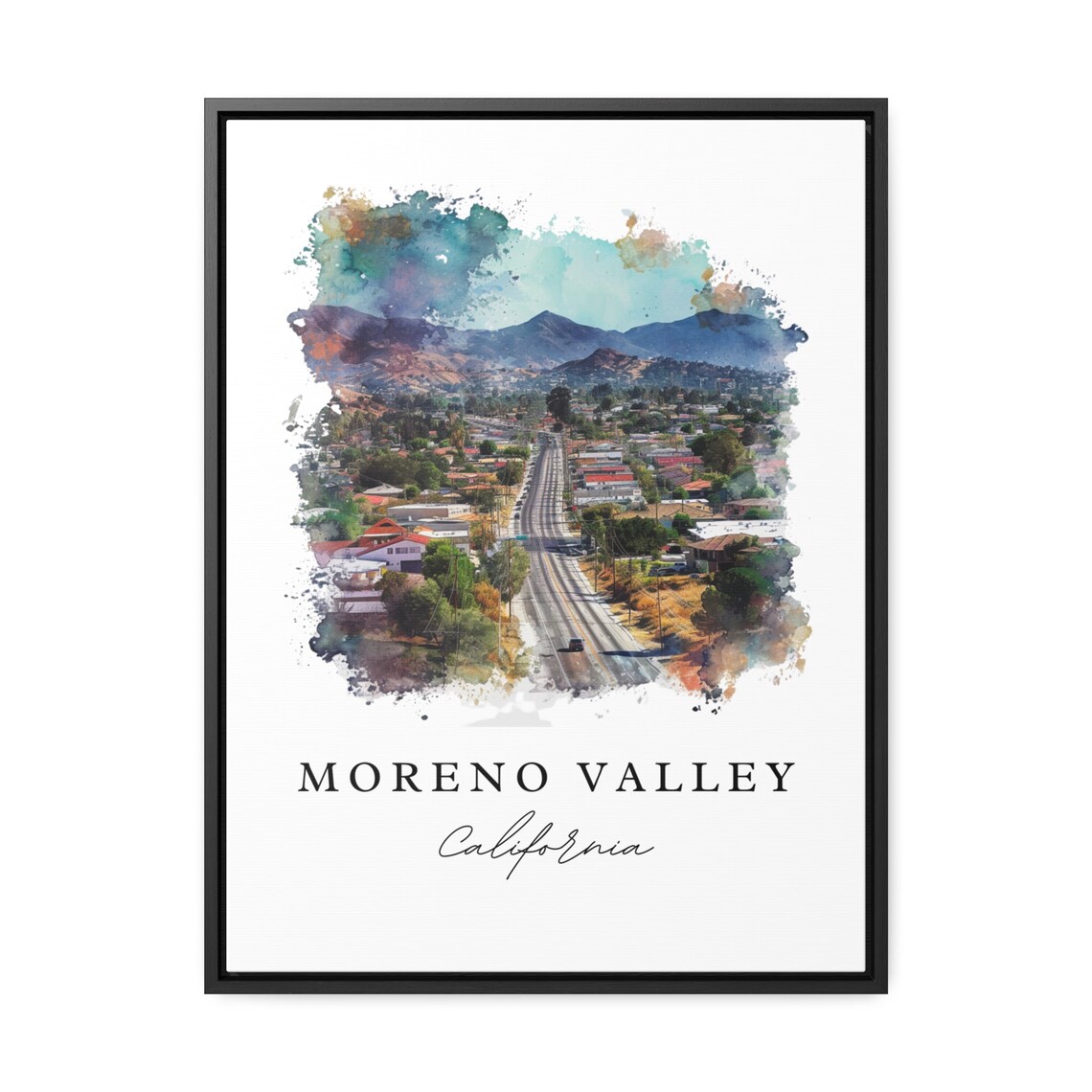 Moreno Valley California Mountain View City Watercolor Poster - Image 3