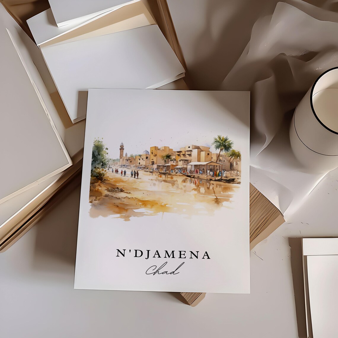 Ndjamena Wall Art Chad Ndjamena Poster Ndjamena Wedding Gift Chad Africa Present Custom Text Personalized Gift - Image 2