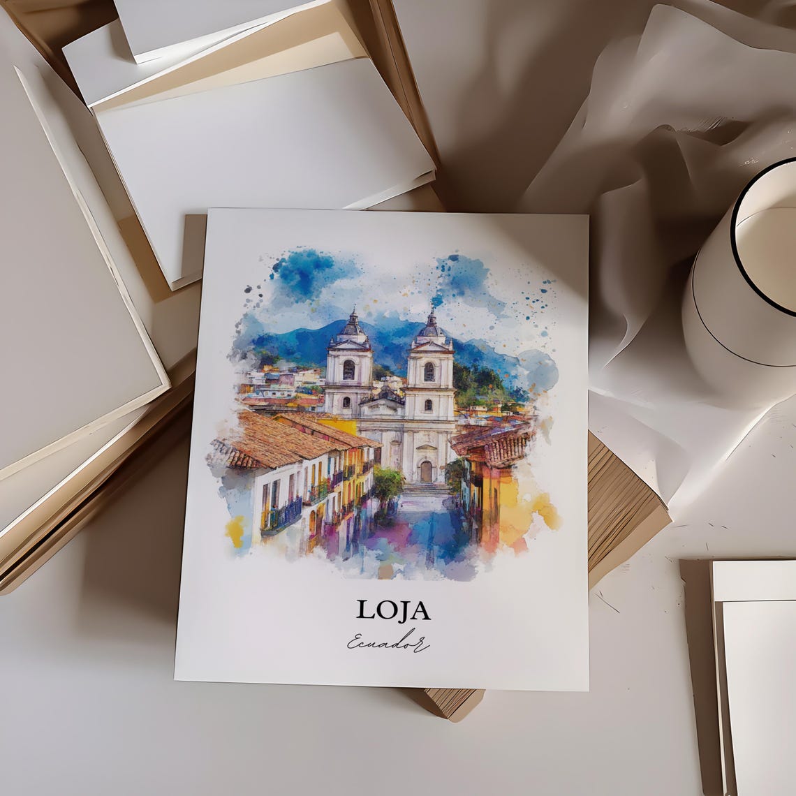 Loja Ecuador Wall Art Cuxibamba Valley Print Watercolor Gift Travel Poster Housewarming - Image 2