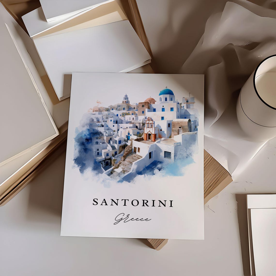 Santorini Greece Travel Poster, Custom Text - Image 6