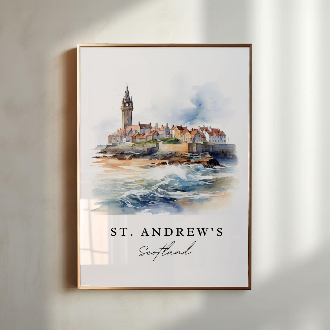 St Andrews Scotland Travel Poster, Custom Text