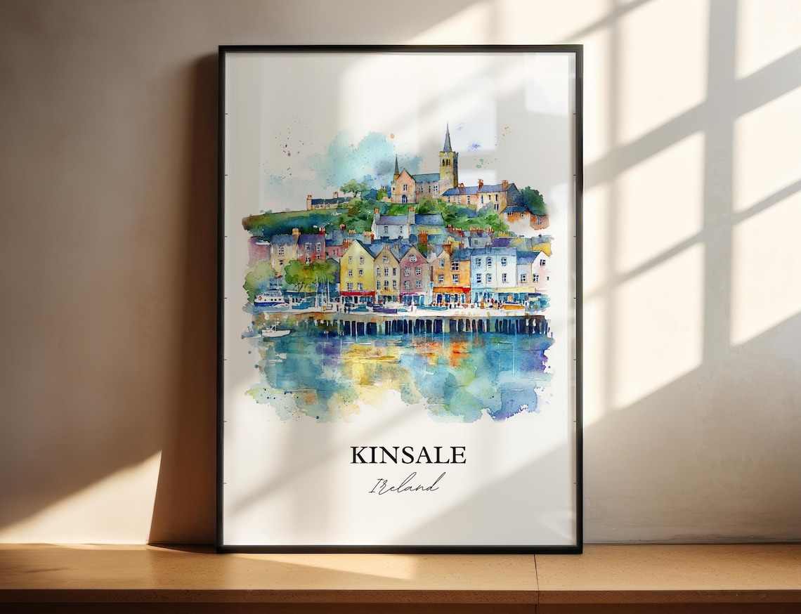 Kinsale Ireland Watercolor Colorful Harbor Town Historic View Poster