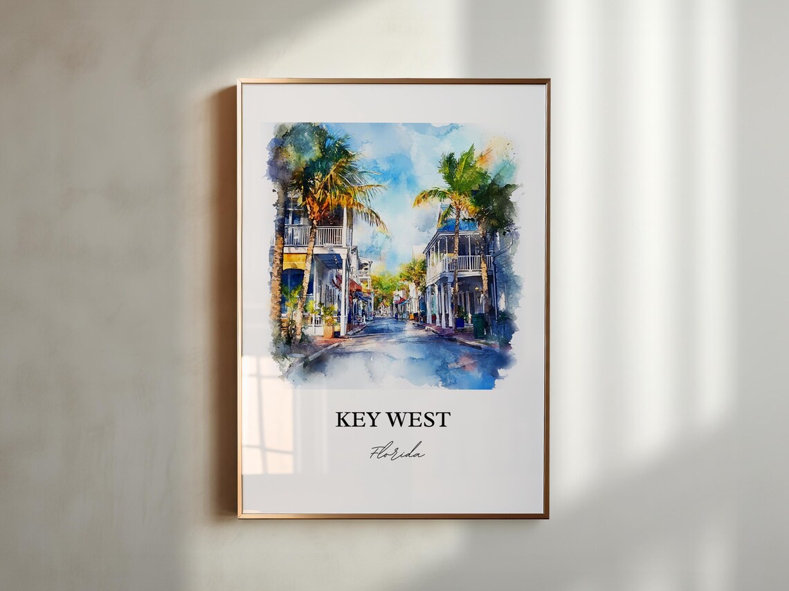Key West FL Watercolor Travel Poster, Florida Keys - Image 2