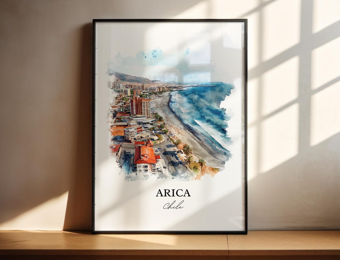 Arica Chile Wall Art Northern Print Watercolor Gift Travel Poster Housewarming