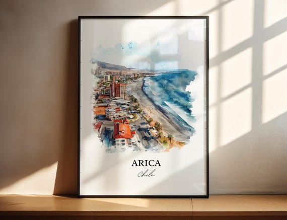 Arica Chile Wall Art Northern Print Watercolor Gift Travel Poster Housewarming