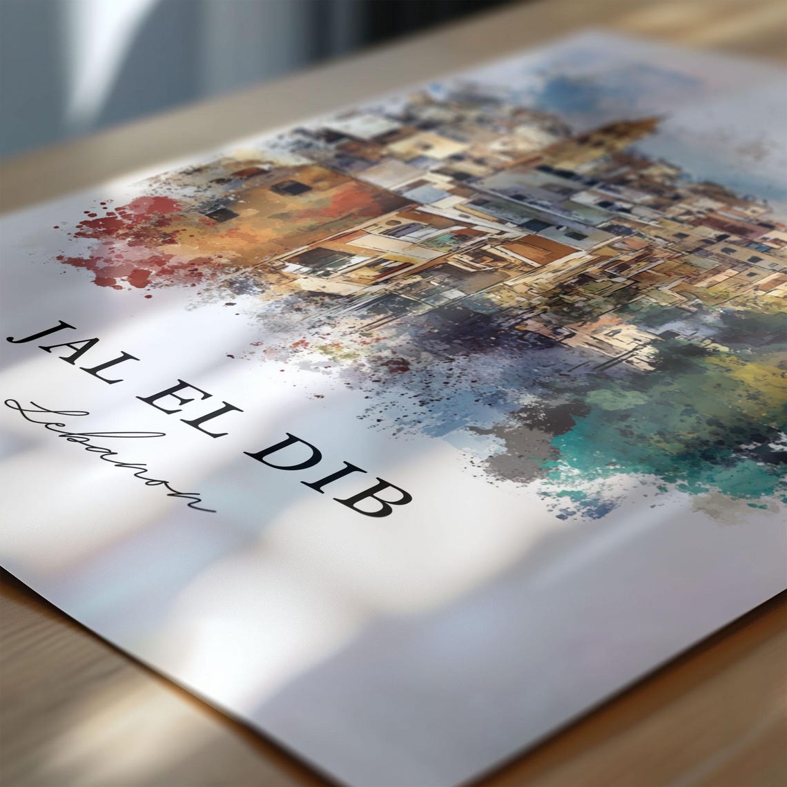 Jal El Dib Lebanon Hillside Town Bell Tower Mediterranean View Poster - Image 4