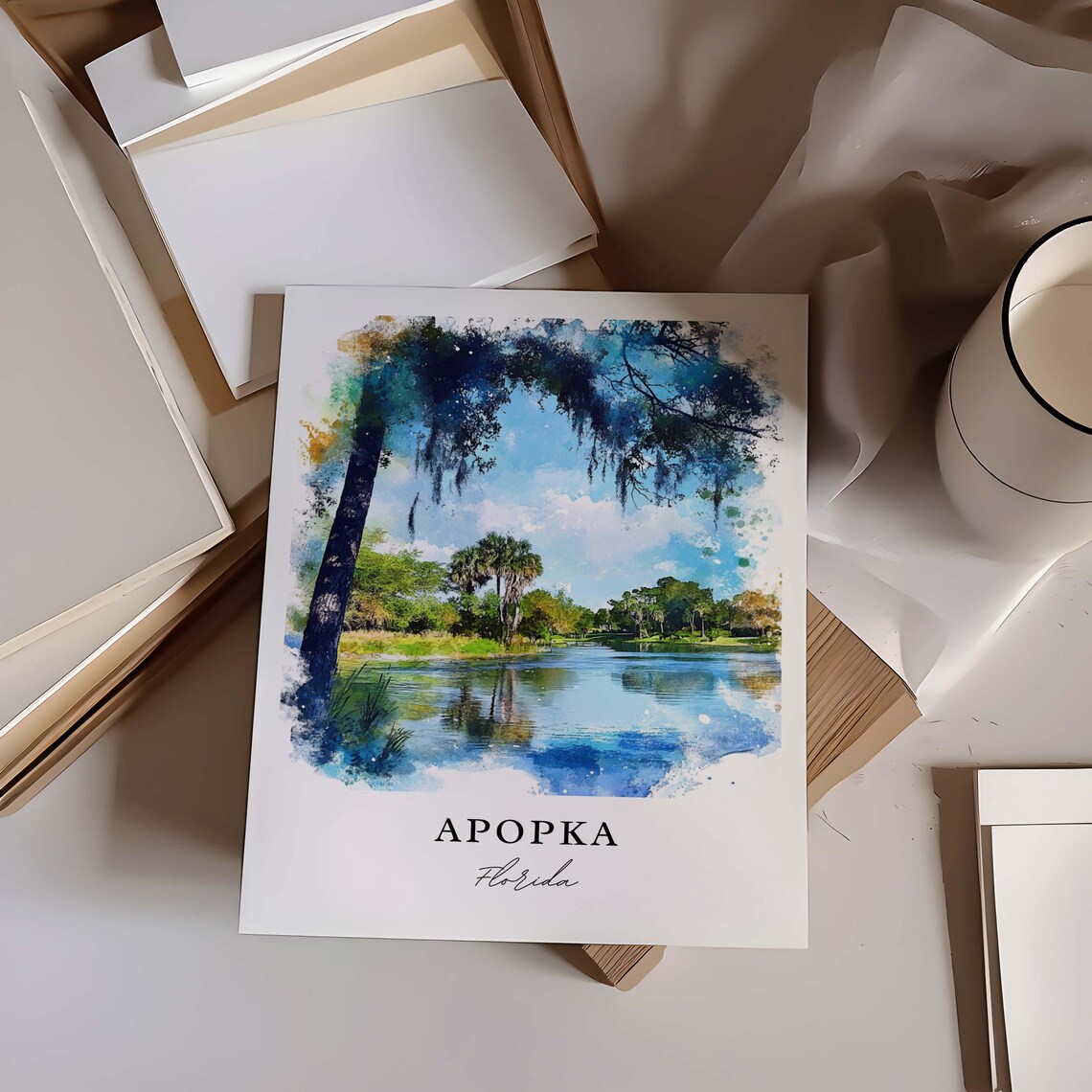 Apopka Florida Watercolor Travel Poster Art Print - Image 4