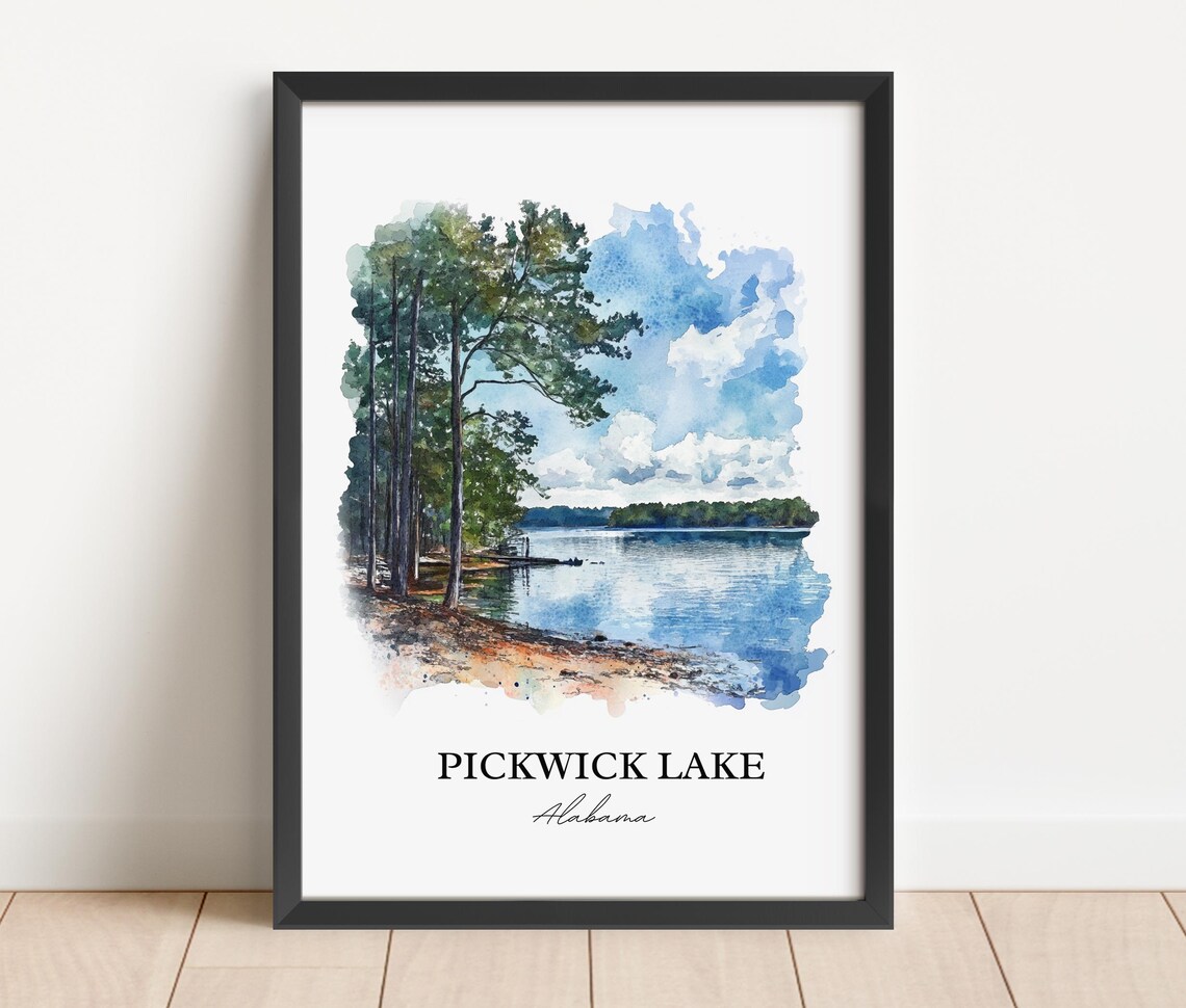 Pickwick Lake Alabama Tree Framed Bay Watercolor Travel Poster - Image 4