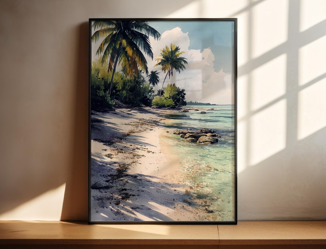 Morrocoy National Park Venezuela Tropical Beach Watercolor Poster