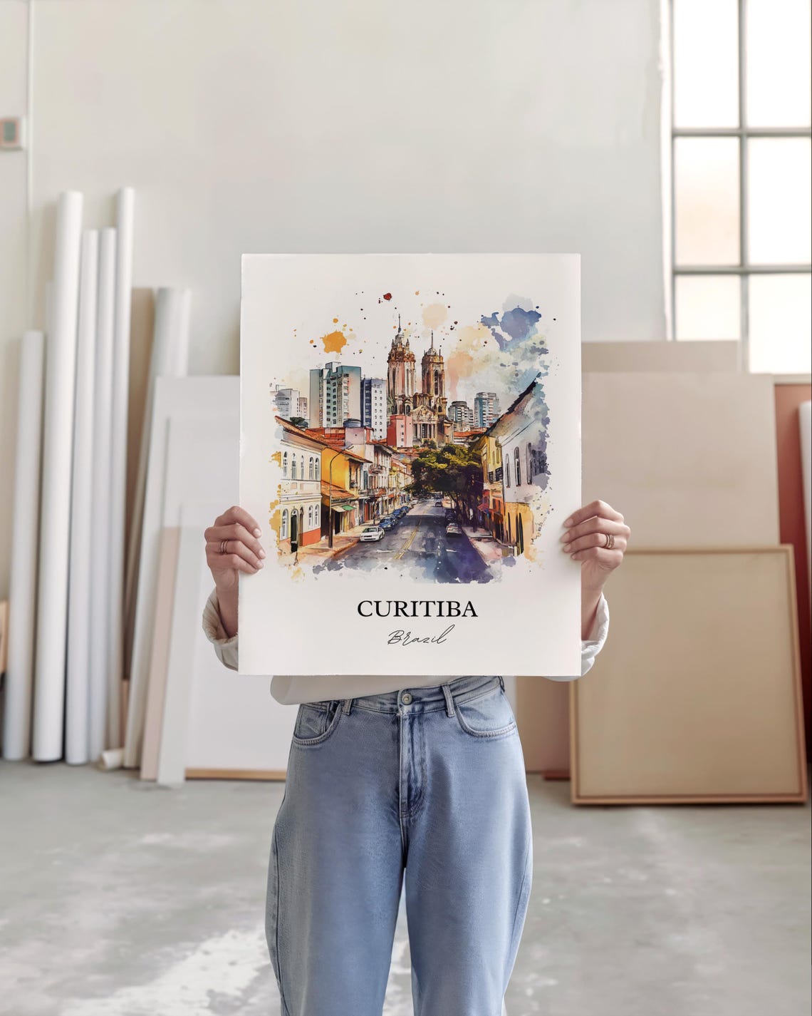 Curitiba Wall Art Print Brazil Watercolor Gift Travel Poster Housewarming - Image 3