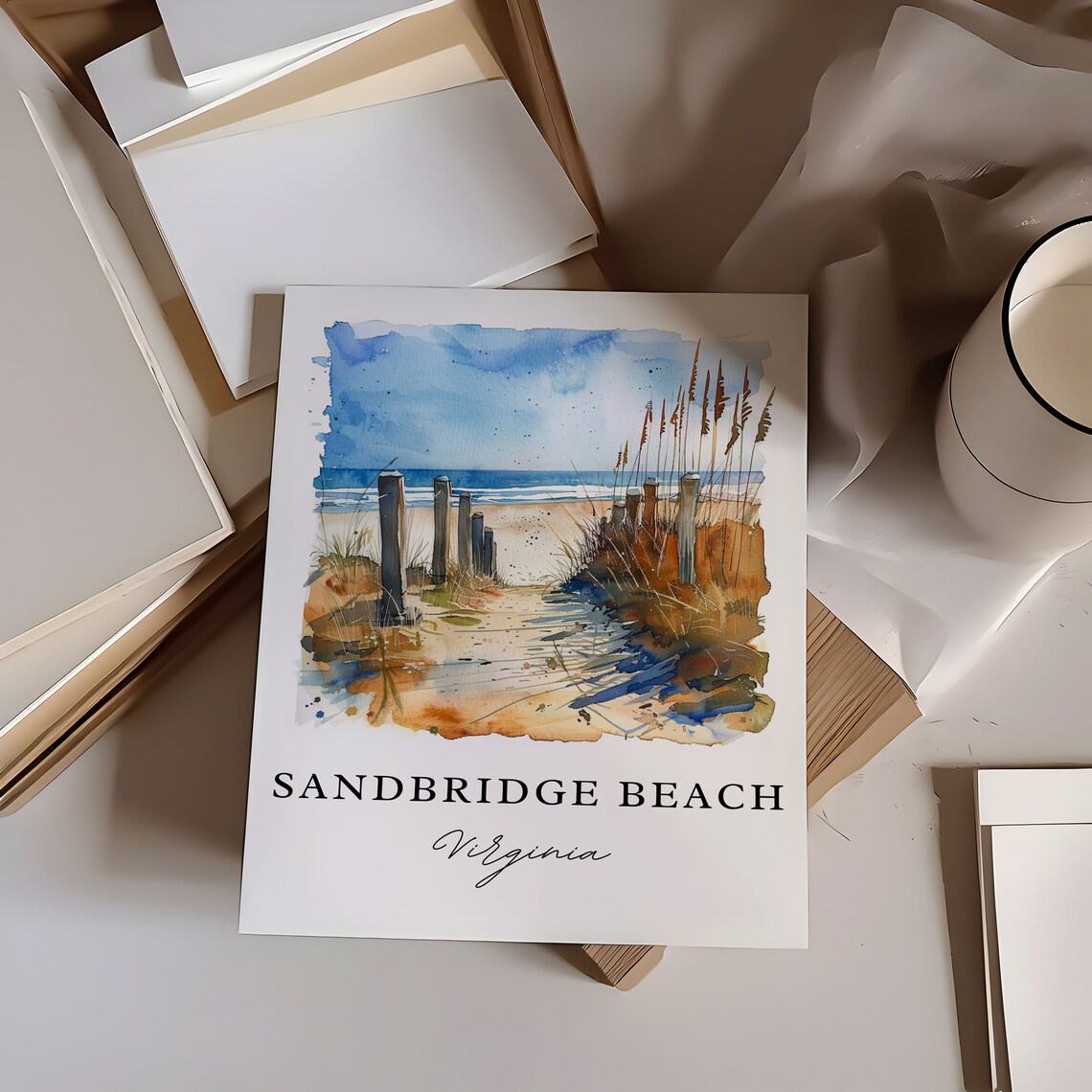 Sandbridge Beach Virginia Watercolor Dune Path to Ocean Poster - Image 6