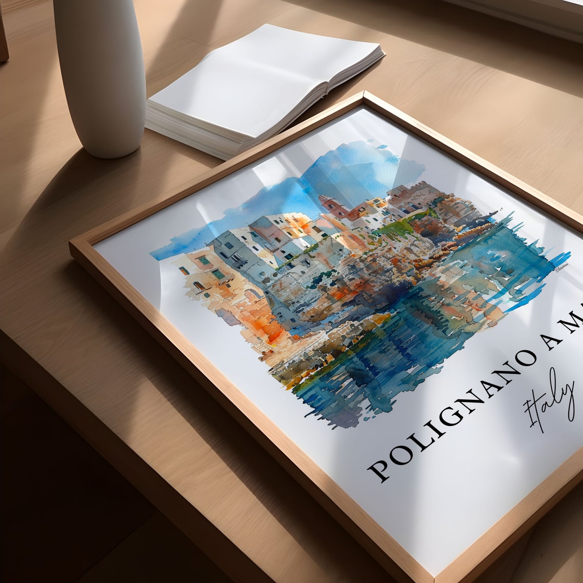 Polignano A Mare Watercolor Travel Poster, Italy - Image 5