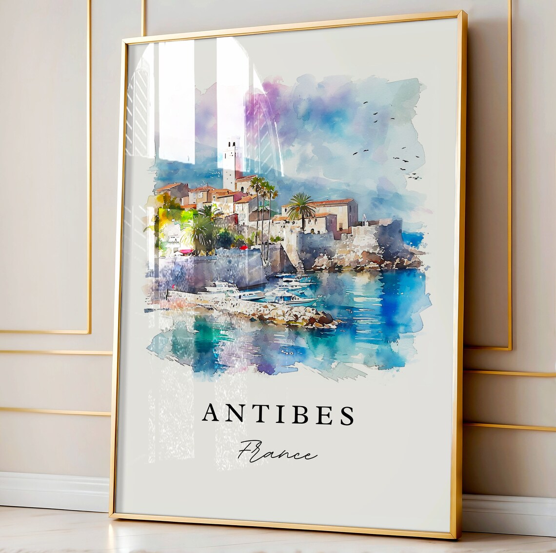 Antibes French Riviera Old Town Watercolor France Travel Poster - Image 4
