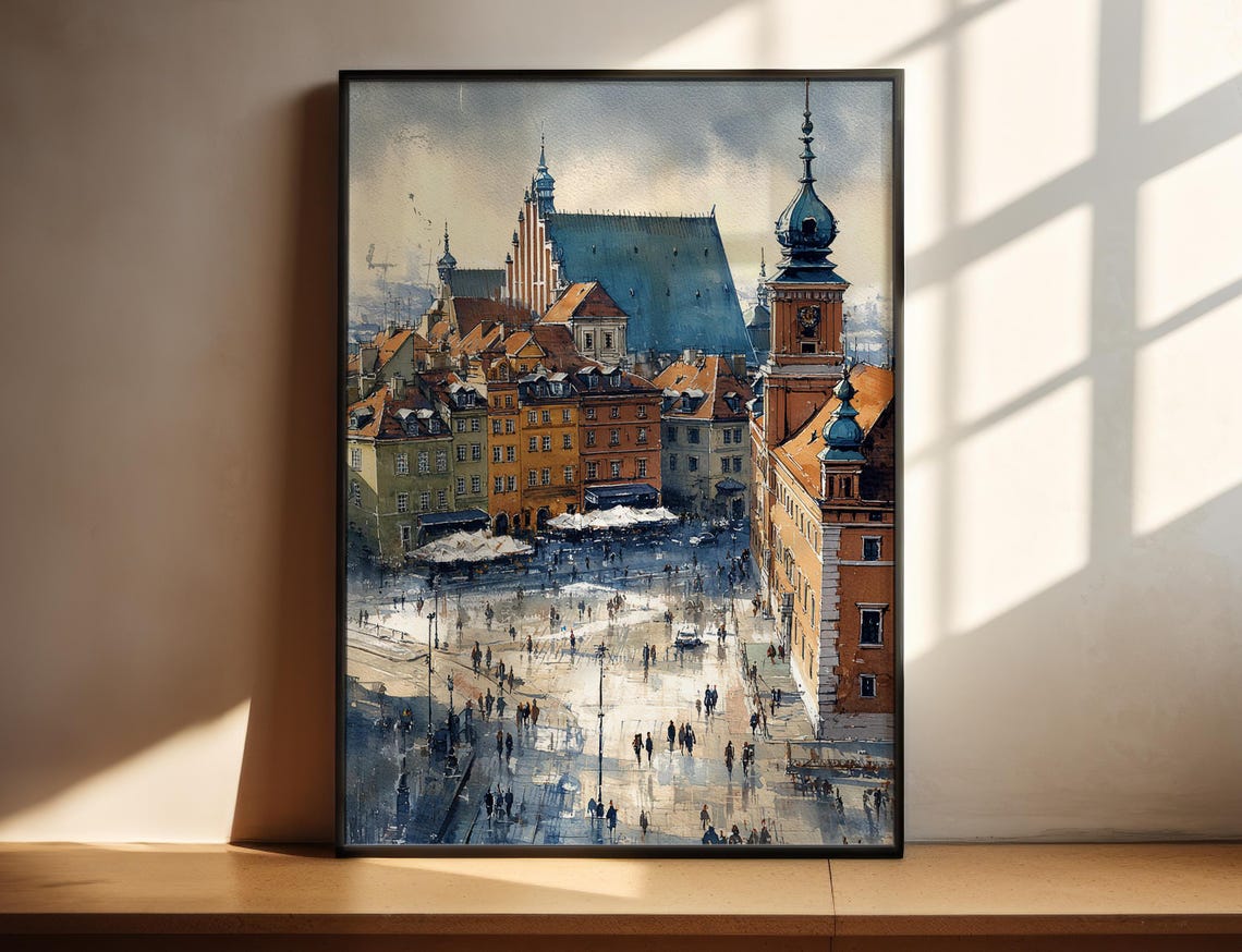 Warsaw Poland Watercolor Art Travel Print Artwork Decor Skyline Wall
