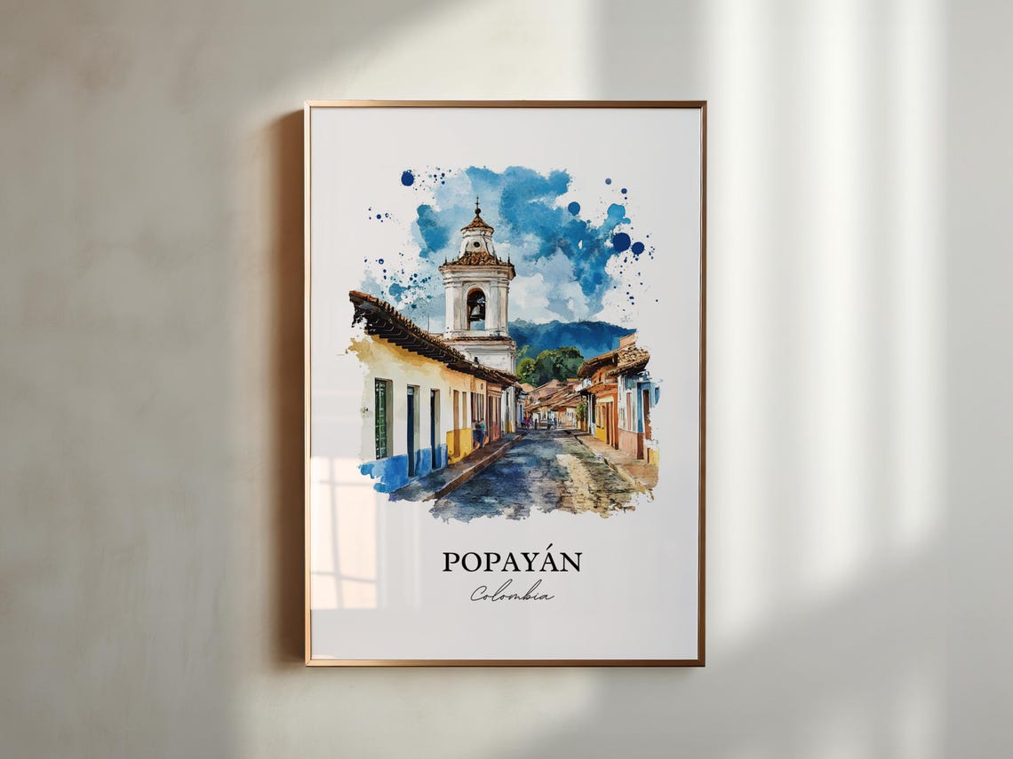Popayn Wall Art Bogot Print Colombia Watercolor Gift Travel Poster Housewarming - Image 5