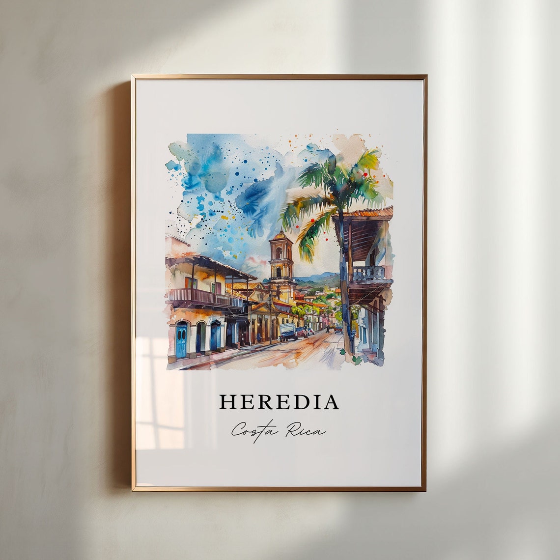 Heredia Costa Rica Art Print Watercolor Cr Gift Travel Poster Housewarming