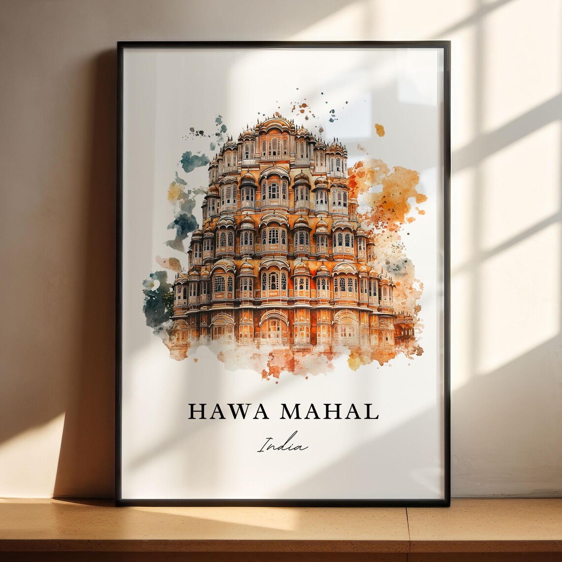 Hawa Mahal India Jaipur Pink Palace Watercolor Landmark Travel Poster - Image 5