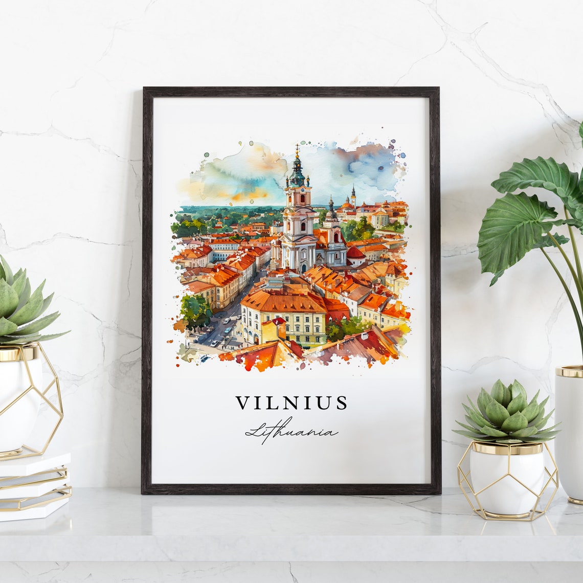 Vilnius Watercolor Travel Art Print, Lithuania - Image 3