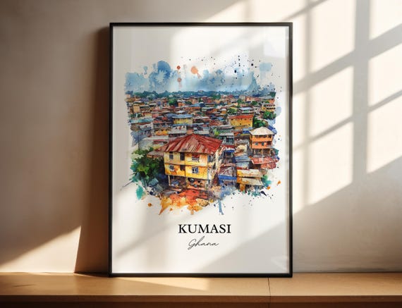 Kumasi Wall Art Ghana Print Watercolor Gift Travel Poster Housewarming