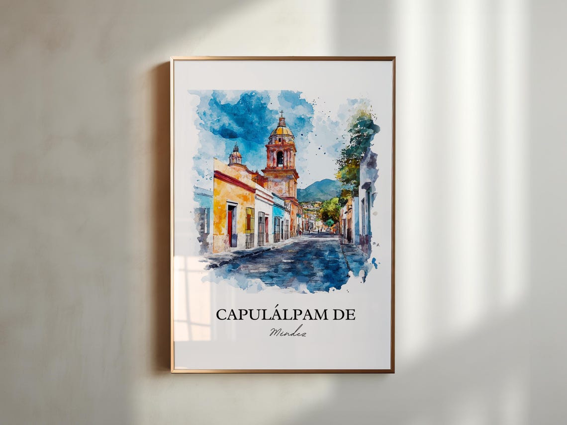 Capullpam De Mendez Wall Art Oaxaca Print Mexico Watercolor Gift Travel Poster Housewarming - Image 5